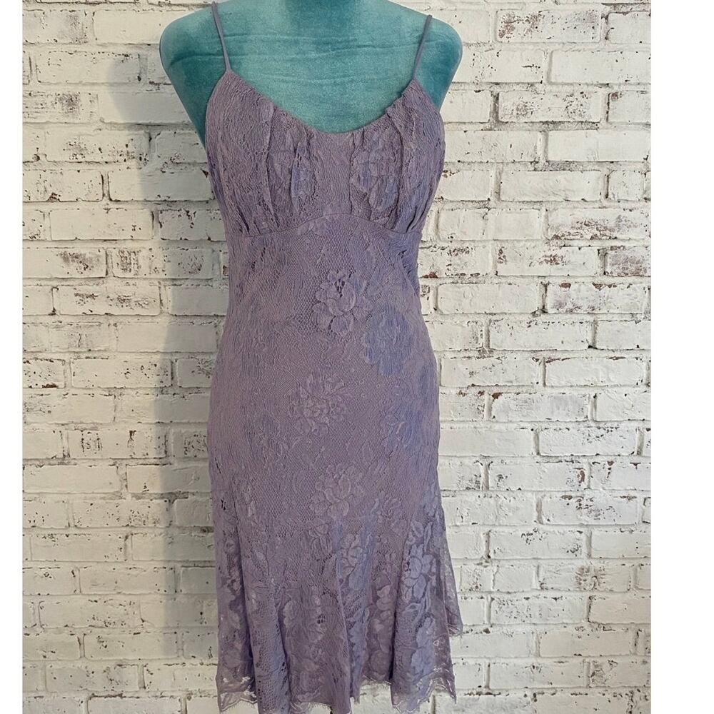 YIGAL Lavender Floral Lace Coquette Slip Dress Romancetacore Fairycore Midi y2k